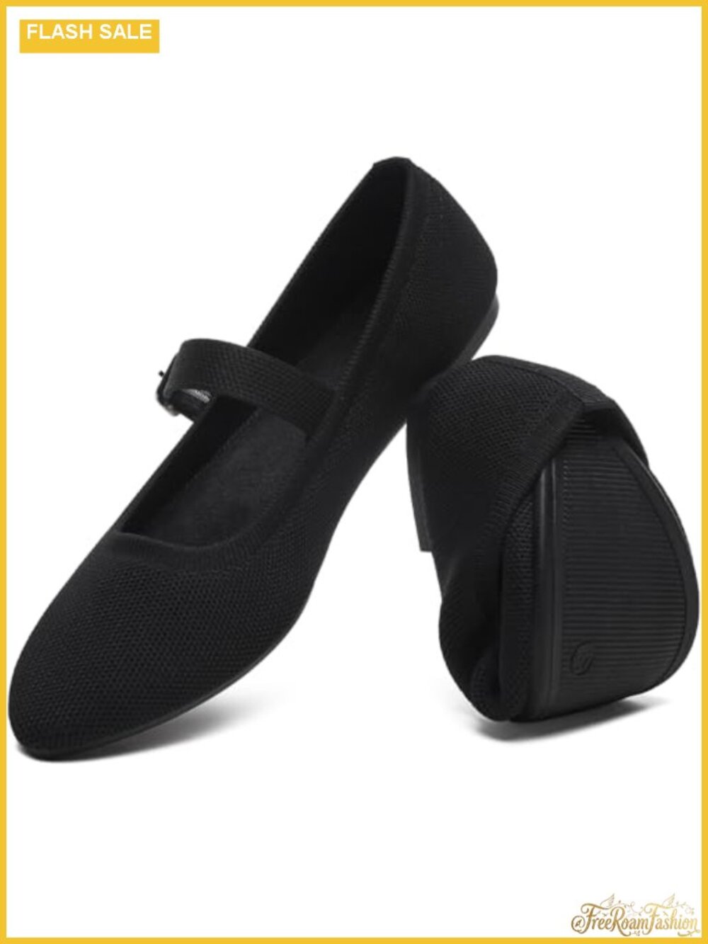 Women's Mary Jane Ballet Flats Pointed Toe Slip On Adjustable Strap